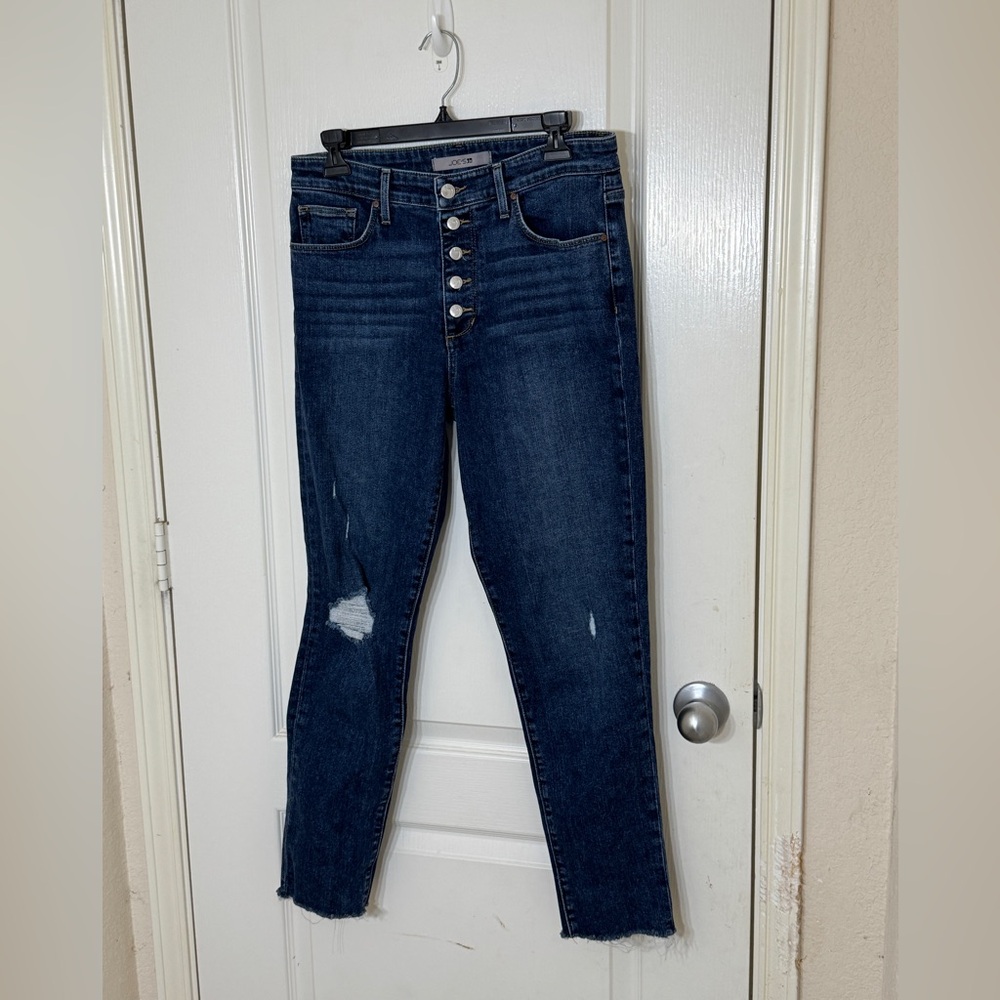 Joe's Jeans Women's Distressed Button Fly Blue Skinny Jeans - Size 29 - EUC